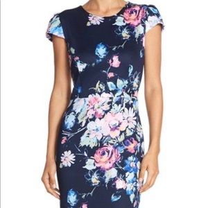 Betsey Johnson Floral Cap Sleeve Sheath Dress